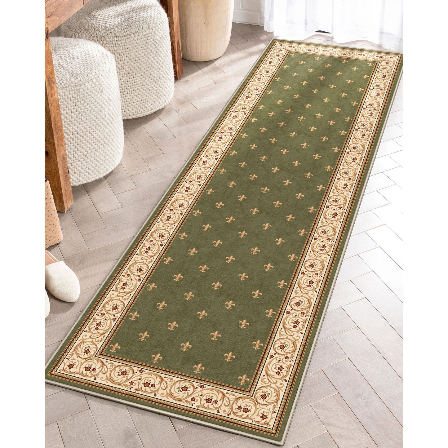 Apollo Fleur De Lis Green Rug W-FDL-01E