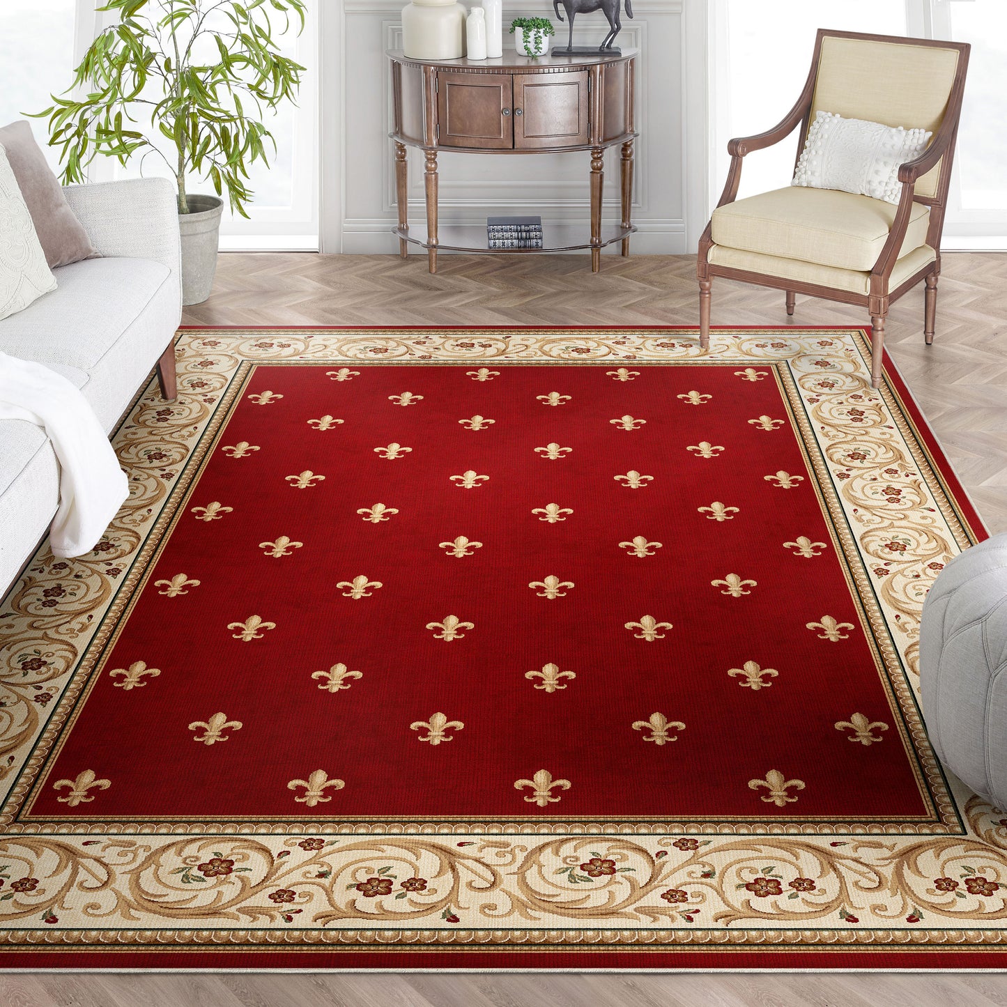 Apollo Fleur De Lis Red Rug W-FDL-01F