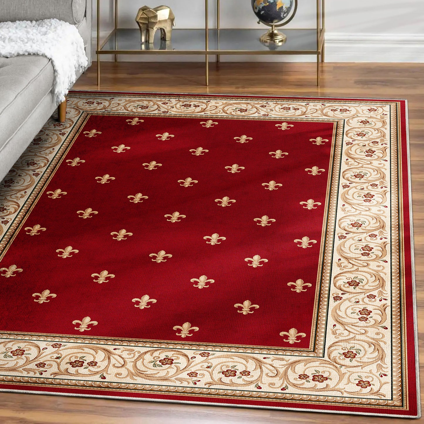 Apollo Fleur De Lis Red Rug W-FDL-01F