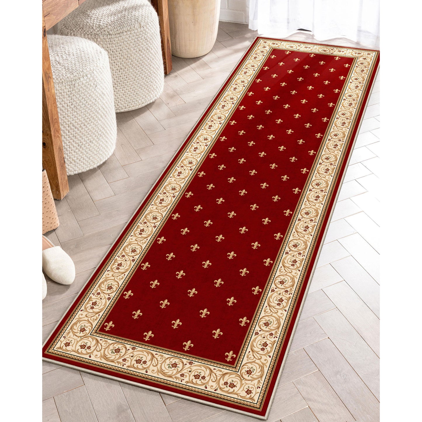 Apollo Fleur De Lis Red Rug W-FDL-01F