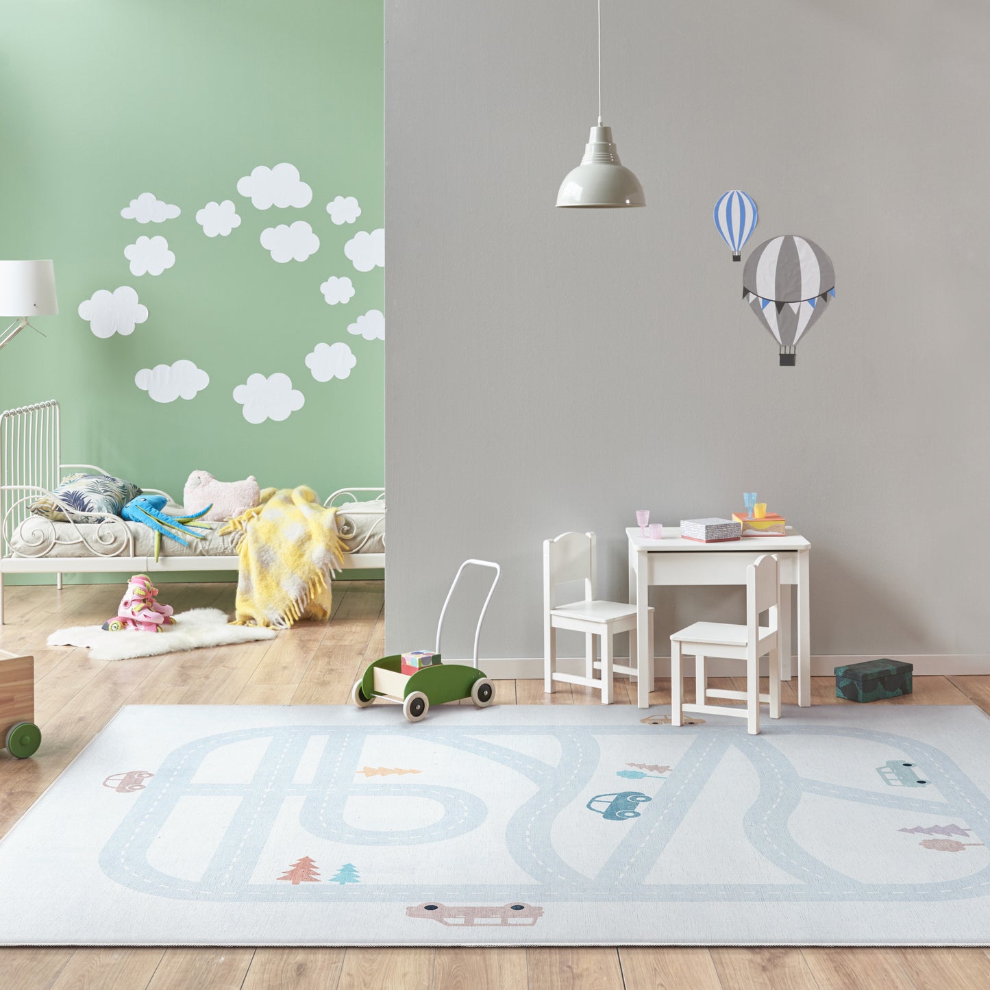 Kids Rugs Playful Roads Light Grey Rug W-KD-19B