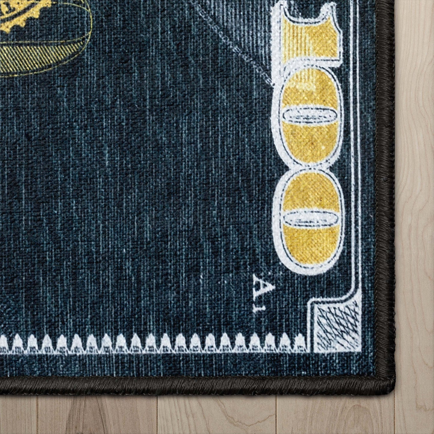New Hundred Dollar Bill Black Rug W-MN-01B
