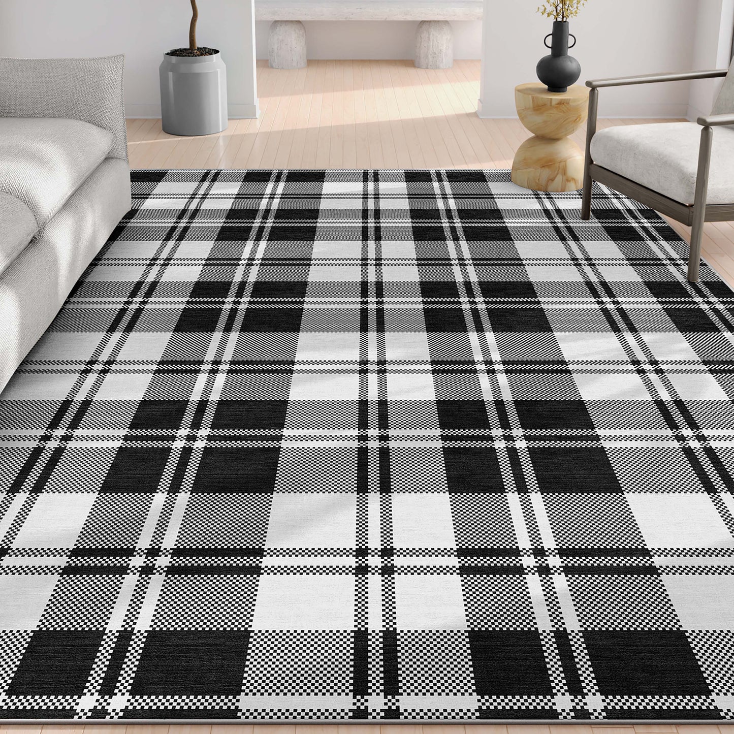 Apollo Plaid Black Rug W-PLD-01A