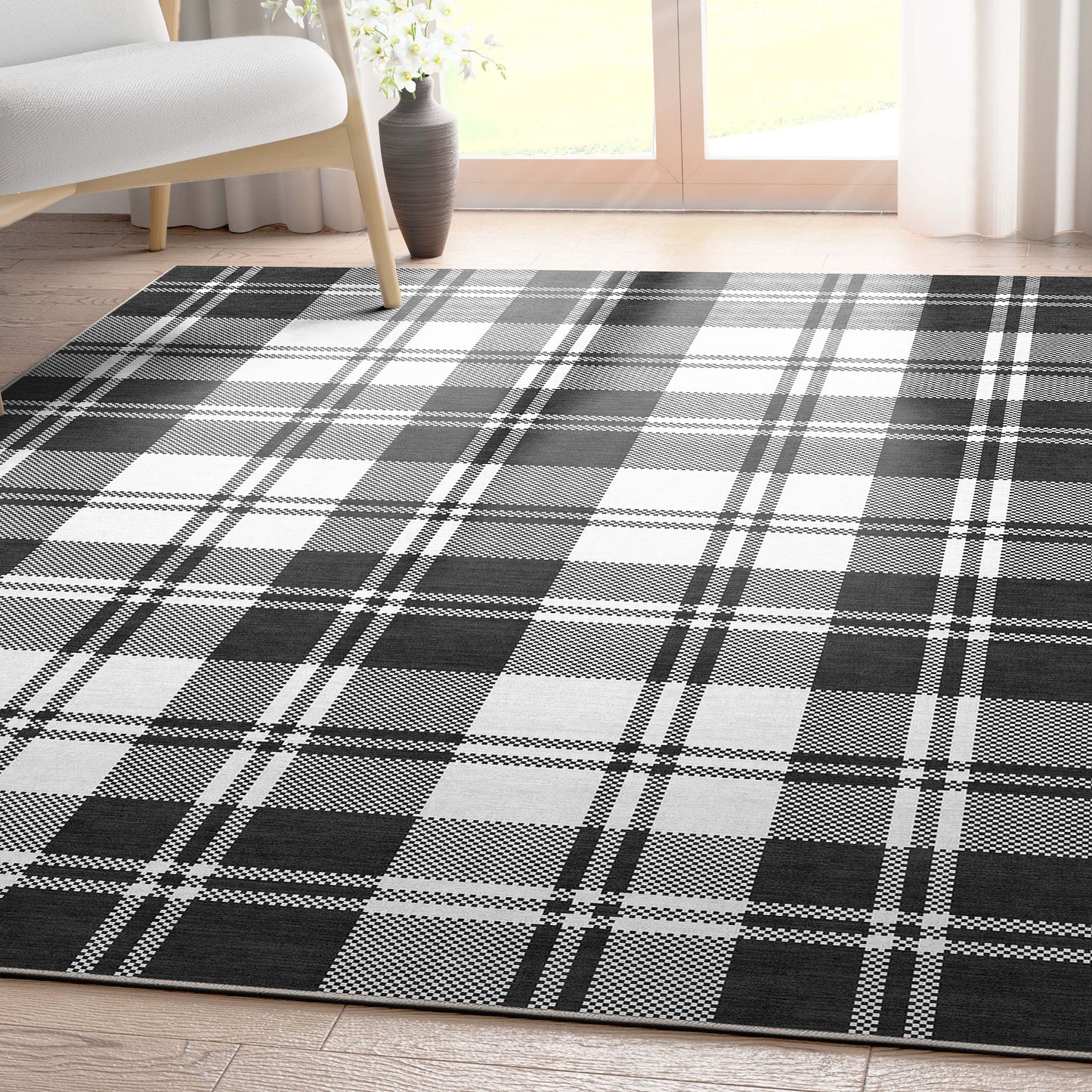 Apollo Plaid Black Rug W-PLD-01A