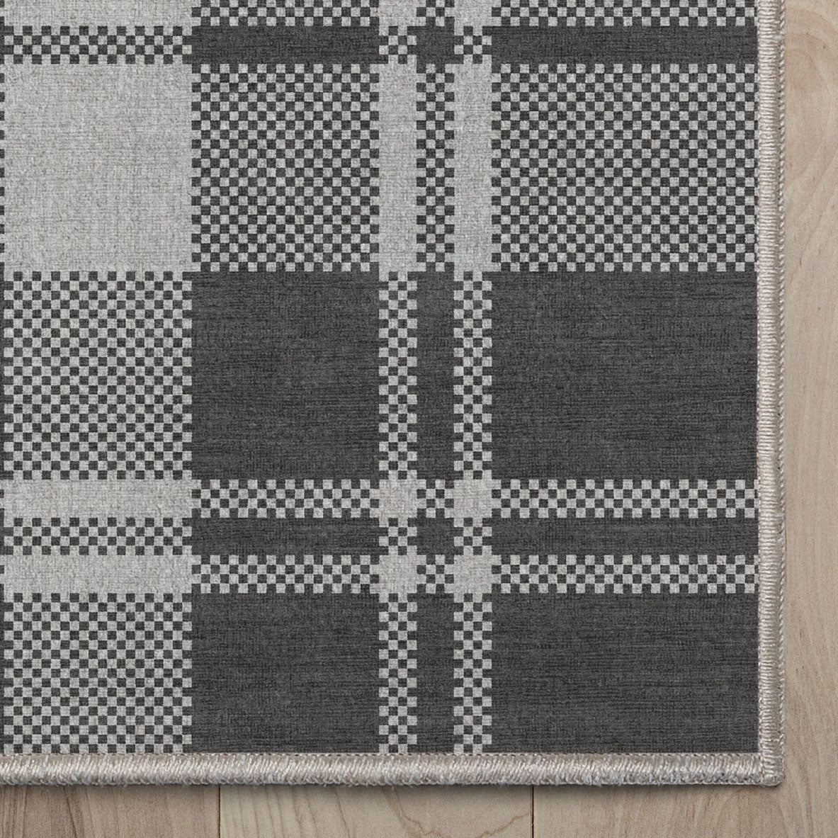 Apollo Plaid Dark Grey Rug W-PLD-01B