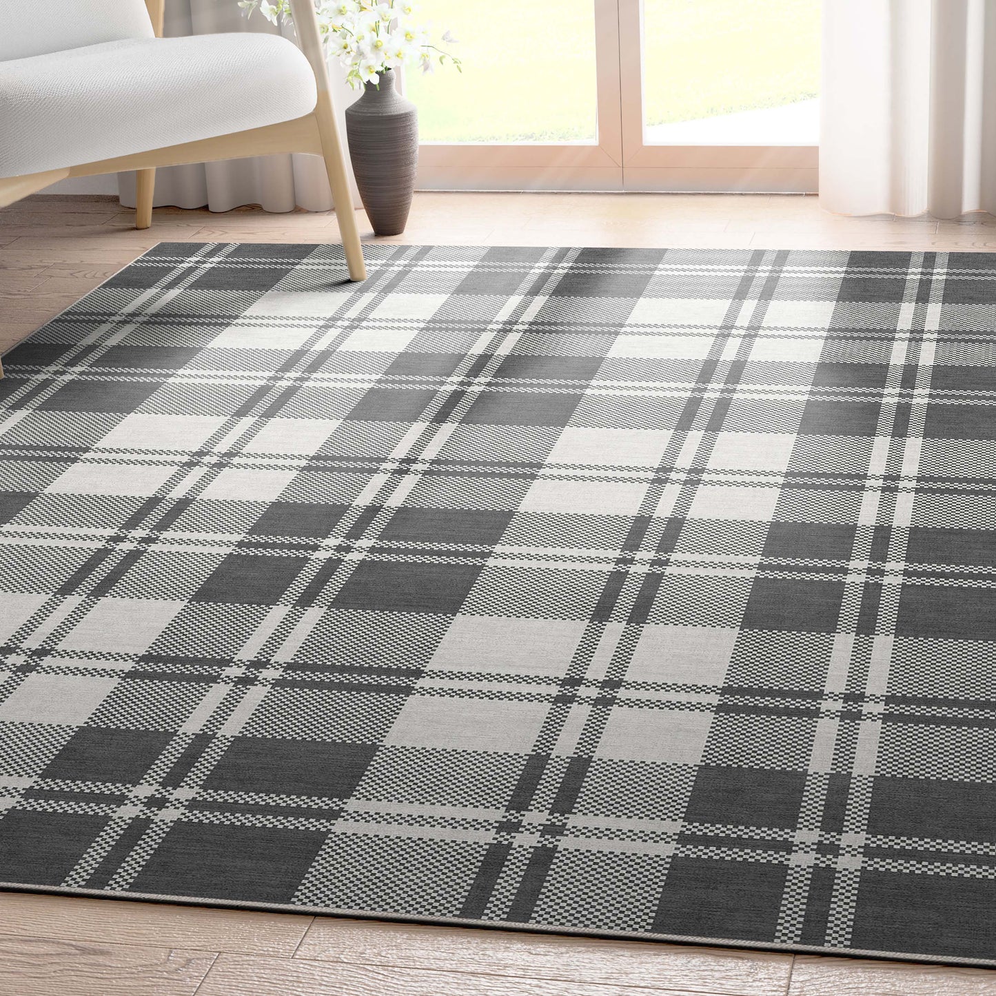Apollo Plaid Dark Grey Rug W-PLD-01B
