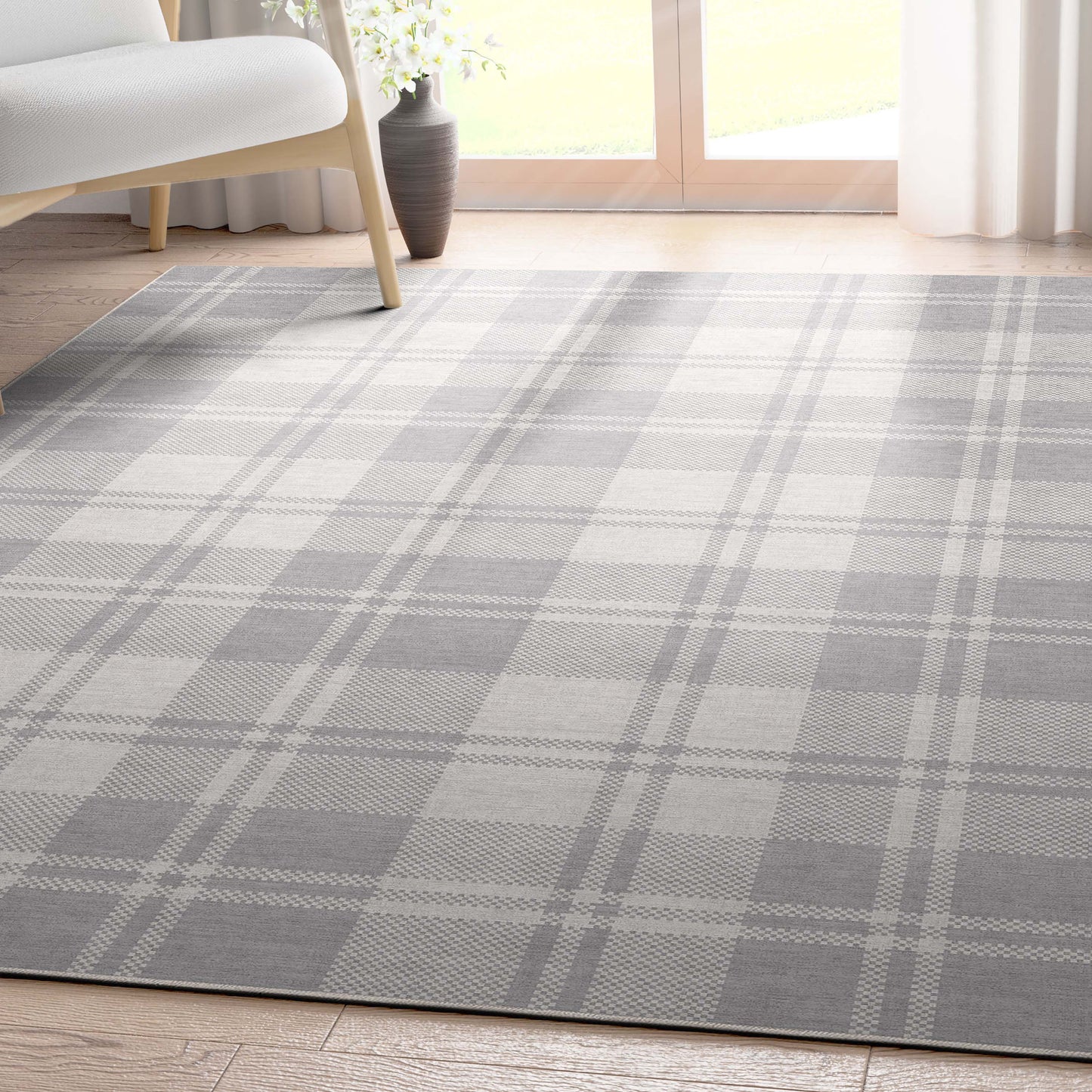 Apollo Plaid Light Grey Rug W-PLD-01C