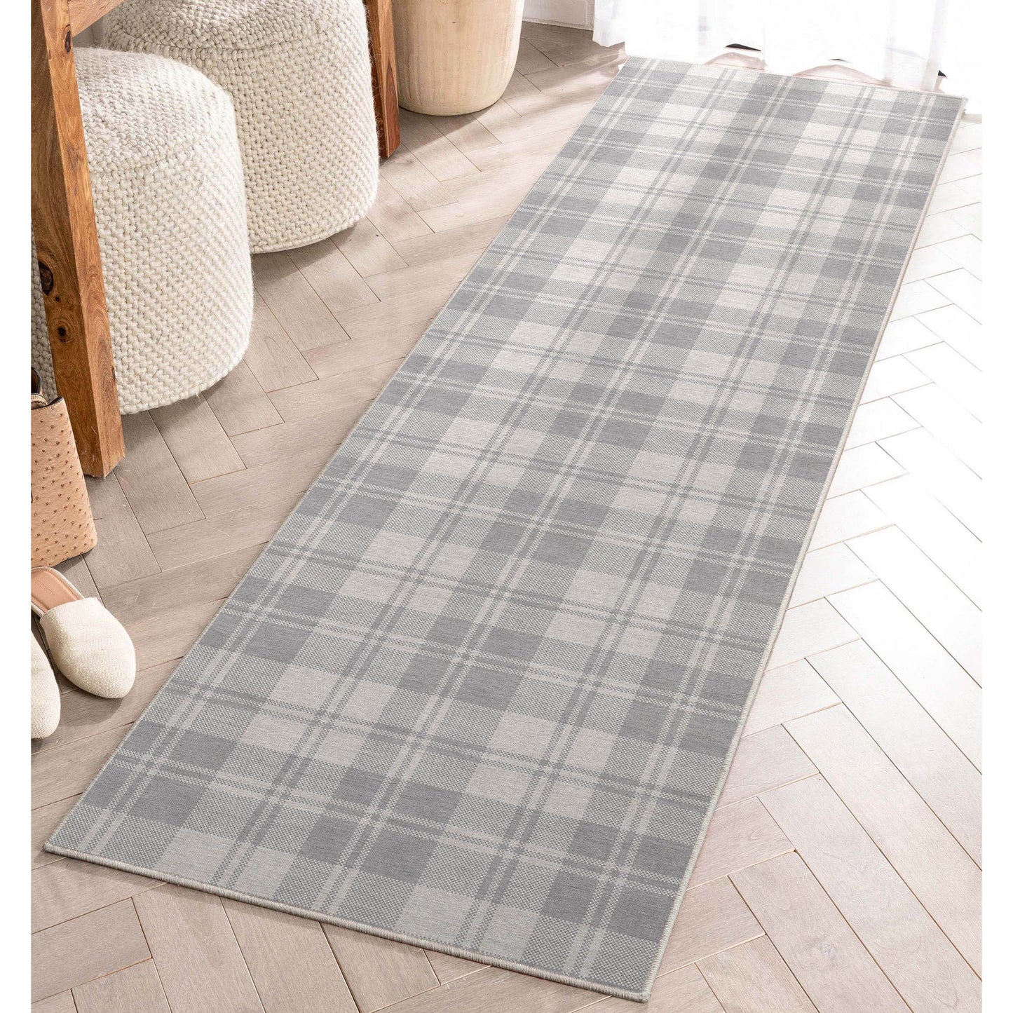 Apollo Plaid Light Grey Rug W-PLD-01C
