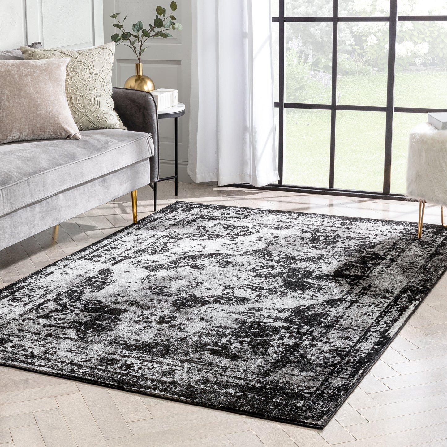Patras Vintage Oriental Medallion Black Rug ZAZ-23