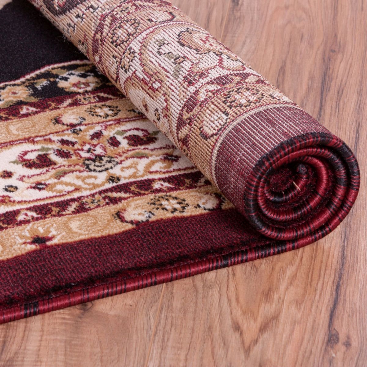 Isfahan Medallion Black Traditional Rug 1973