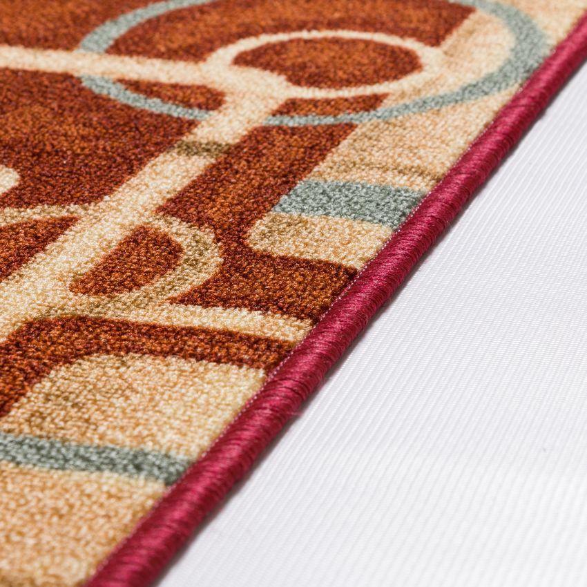 Prescott Red Modern Non Slip Washable Rug 2300