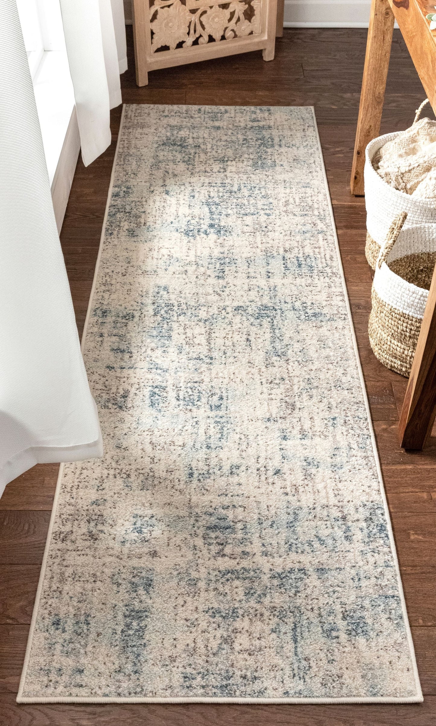 Tate Abstract Vintage Distressed Blue Rug 2834