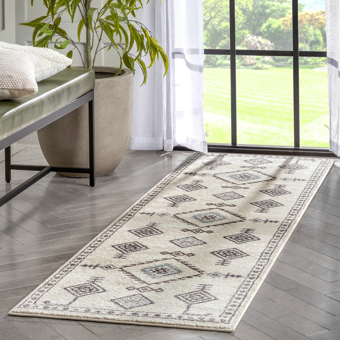 Azra Tribal Medallion Ivory Rug 2882