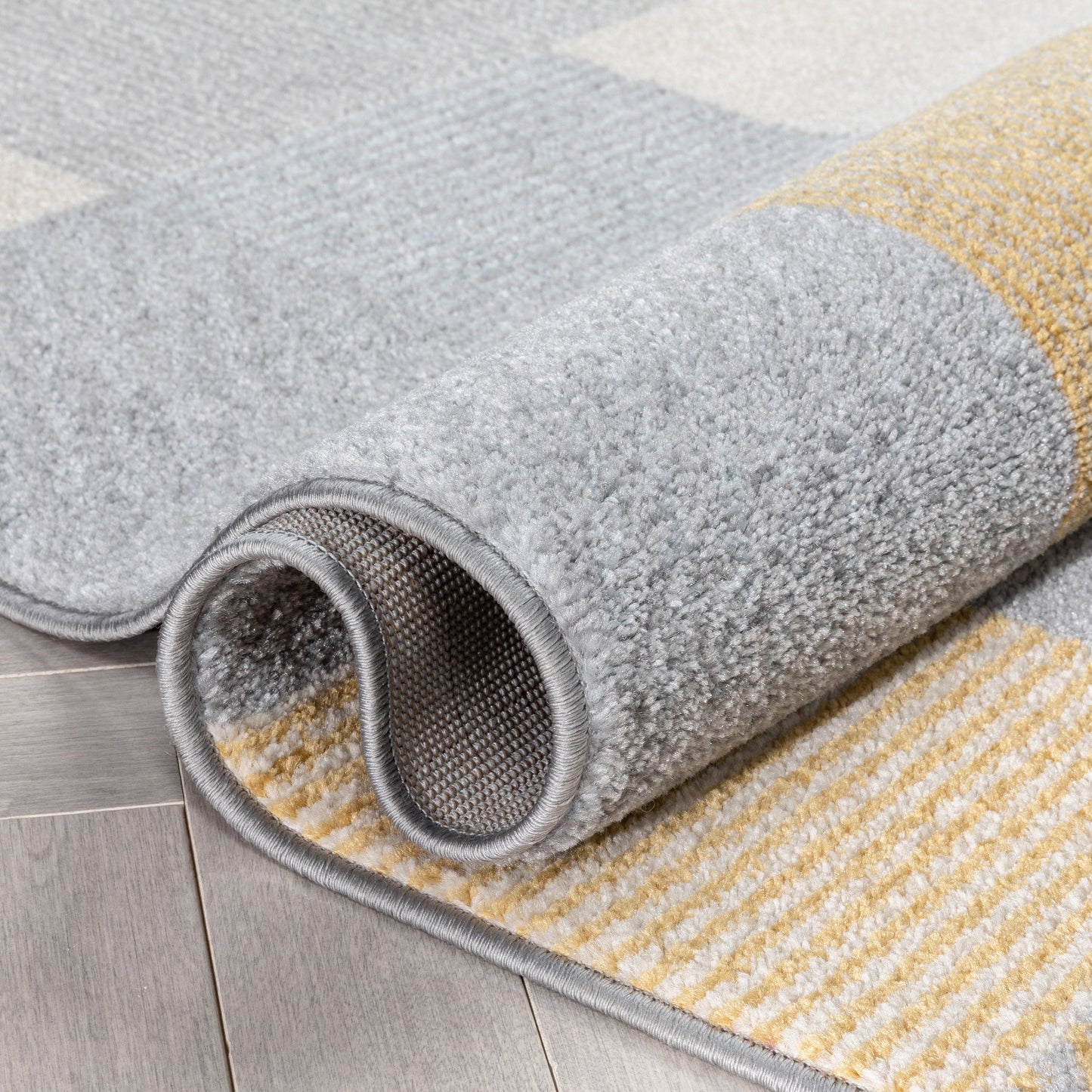 Wilma Modern Geometric Yellow Grey Rug 2901