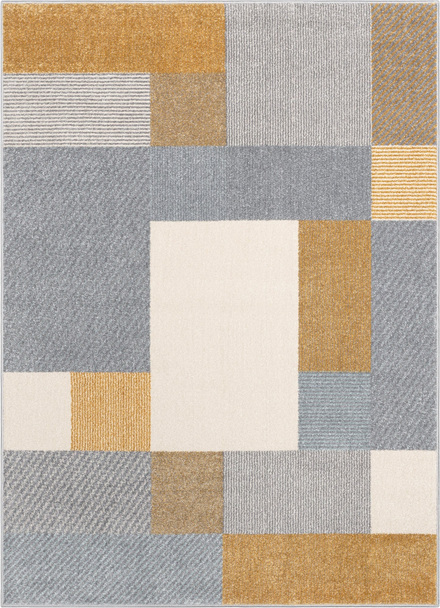 Wilma Modern Geometric Yellow Grey Rug 2901