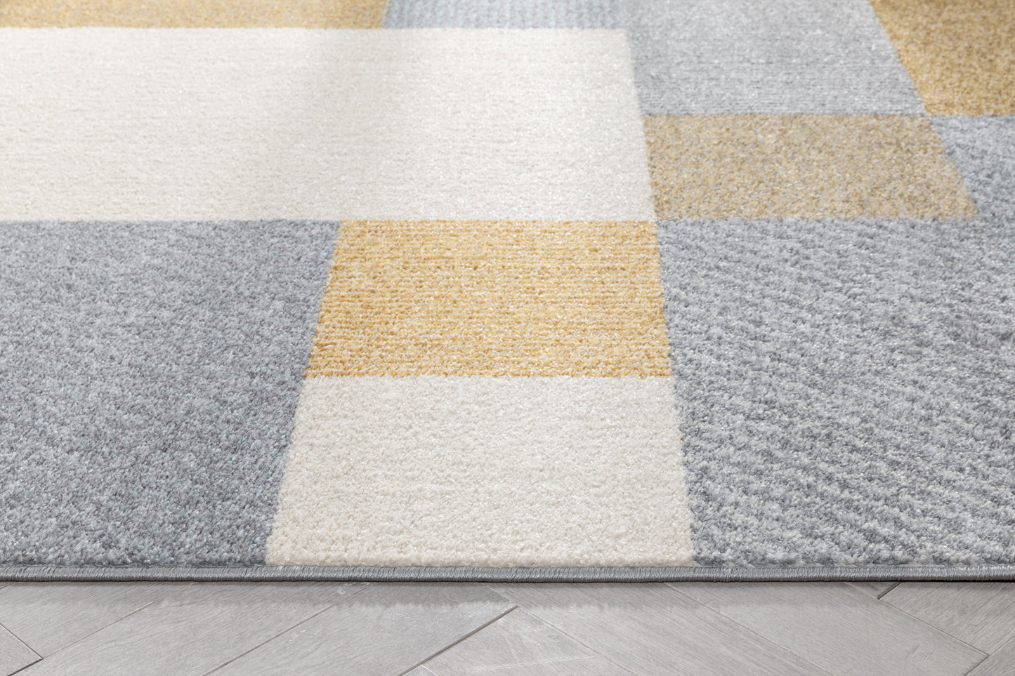 Wilma Modern Geometric Yellow Grey Rug 2901