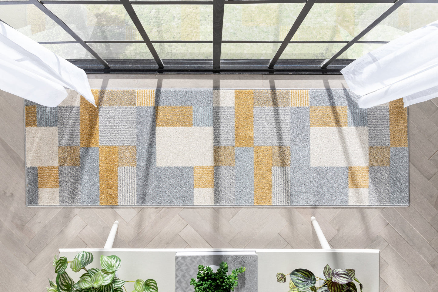 Wilma Modern Geometric Yellow Grey Rug 2901