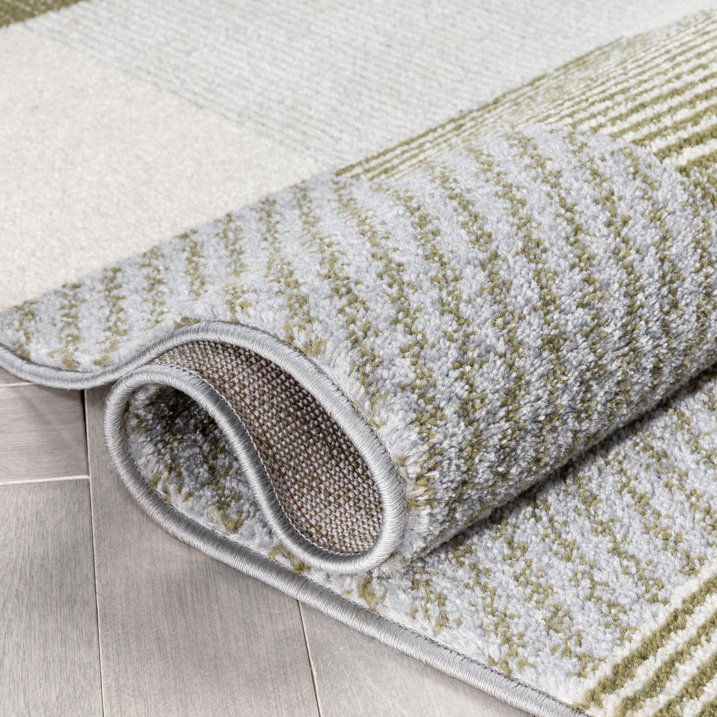 Wilma Modern Geometric Squares Green Grey Rug 2905