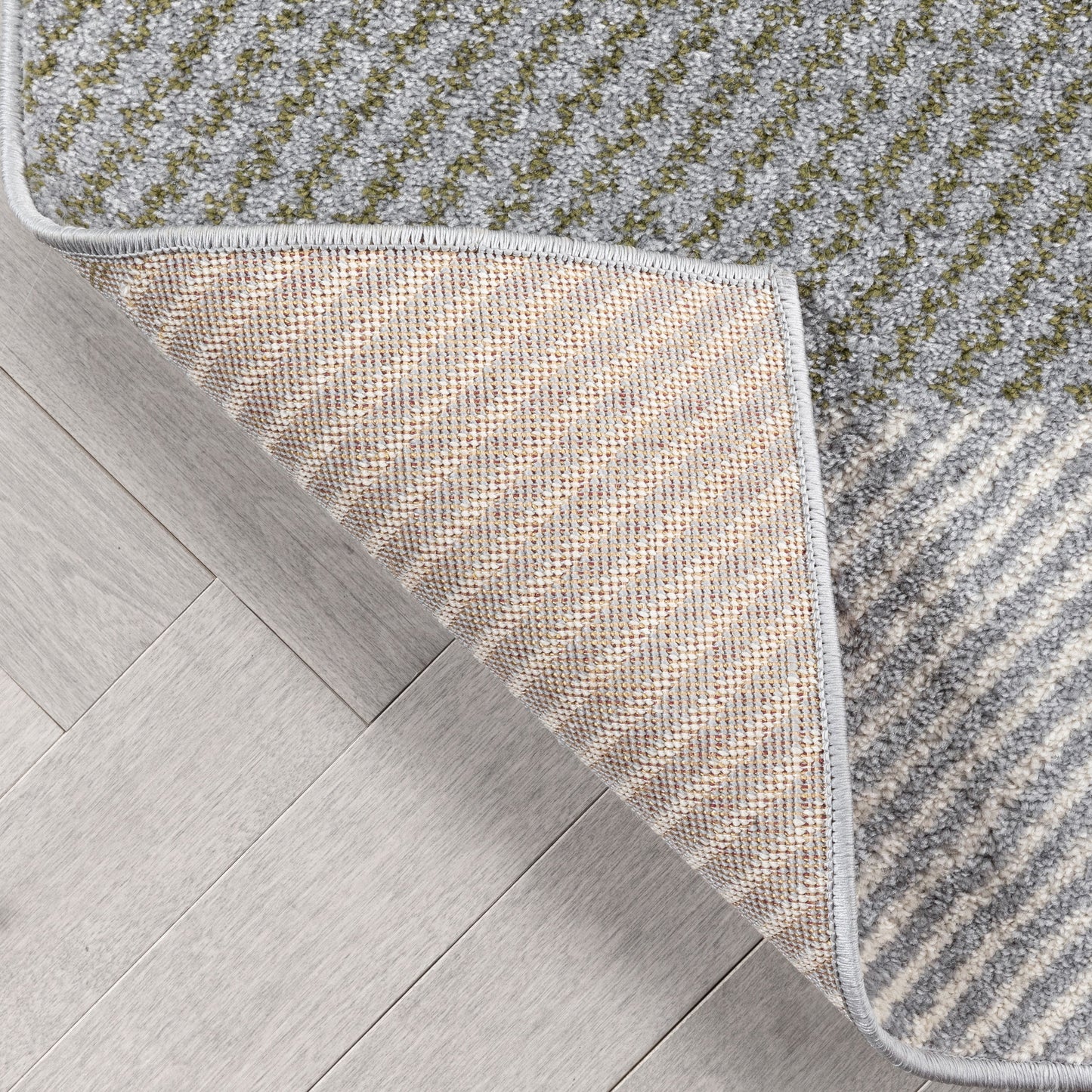 Wilma Modern Geometric Squares Green Grey Rug 2905