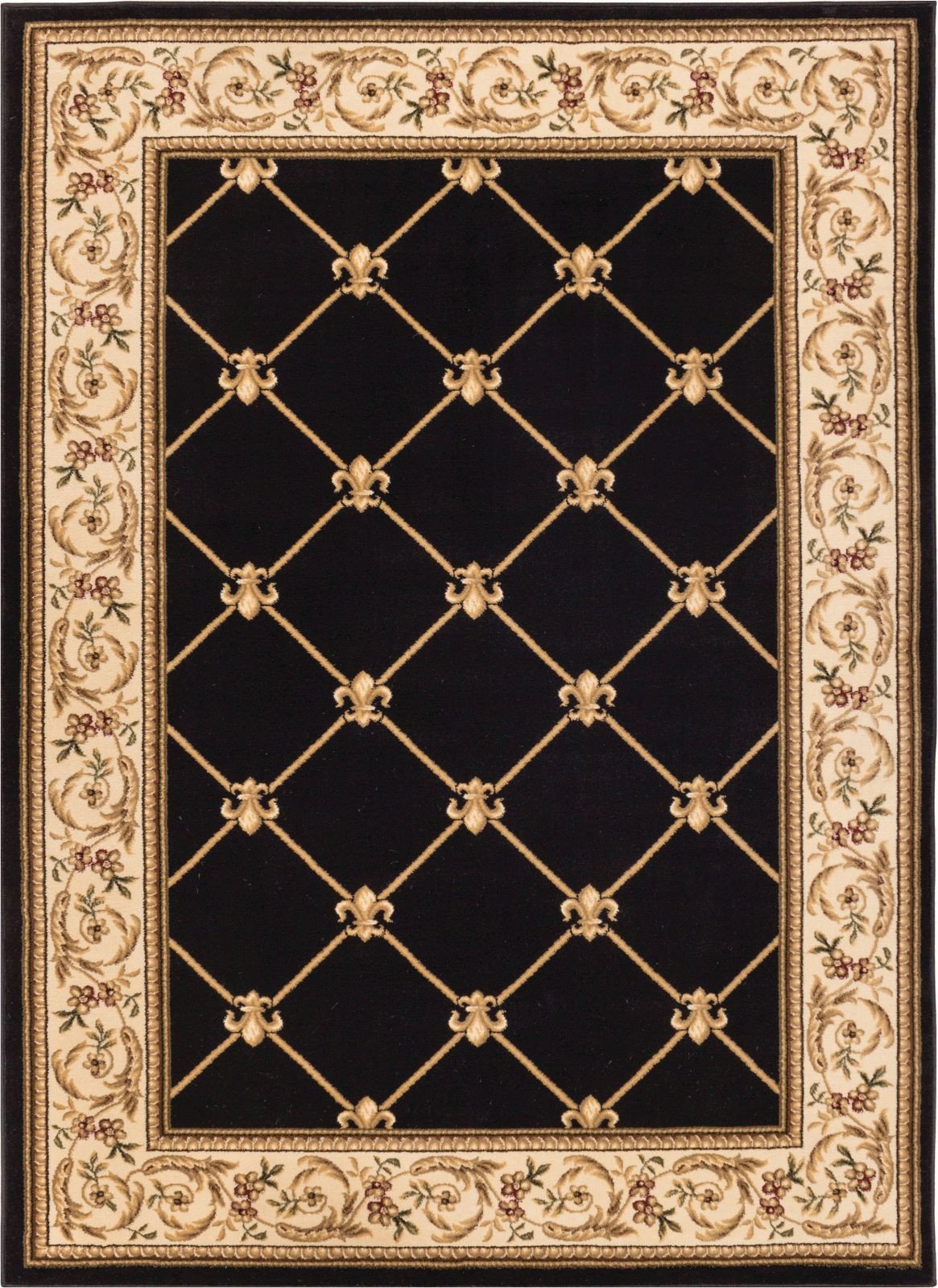 Fleur De Lis Black Formal Rug 3623