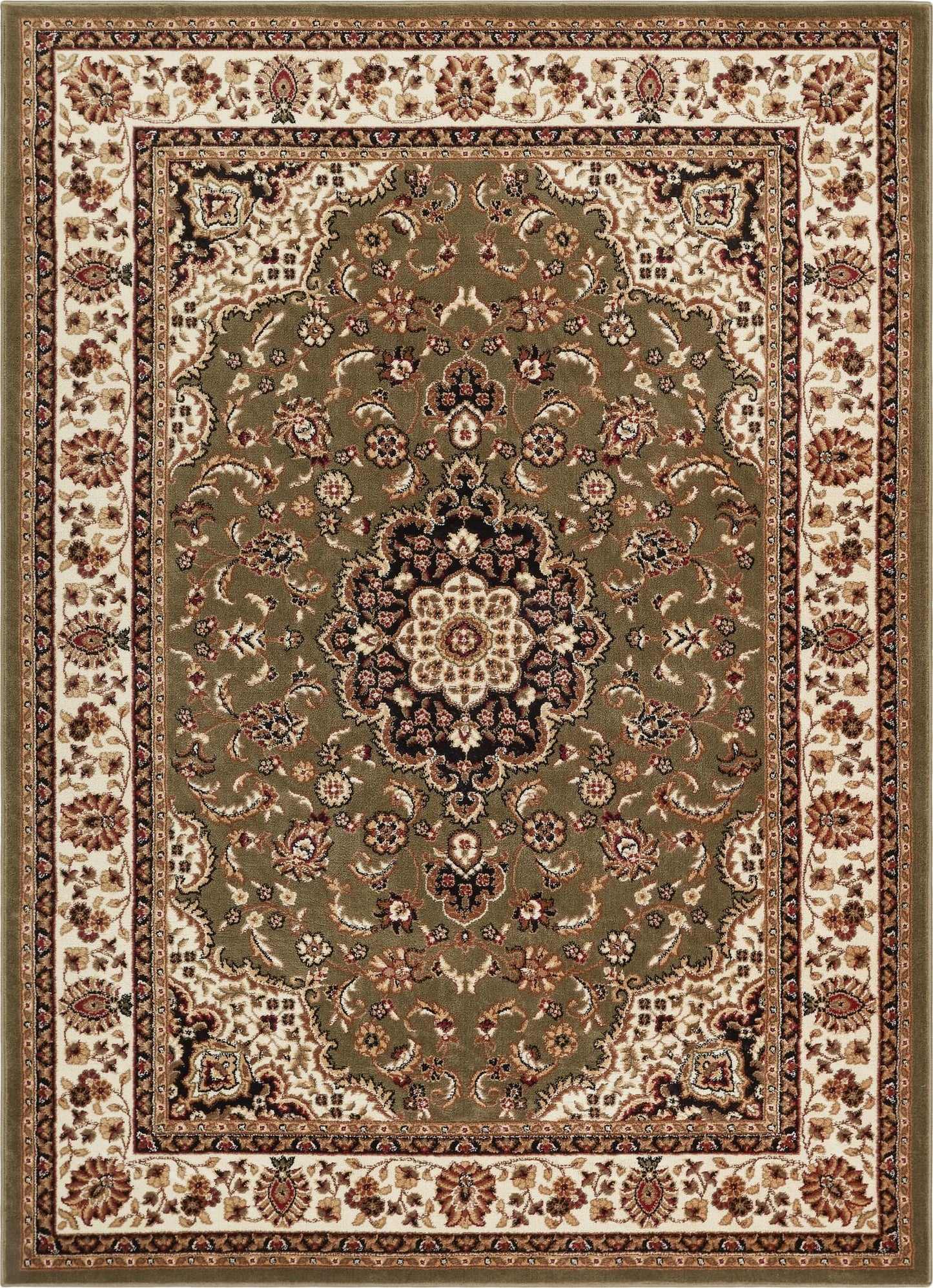 Medallion Kashan Green Traditional Rug 54105