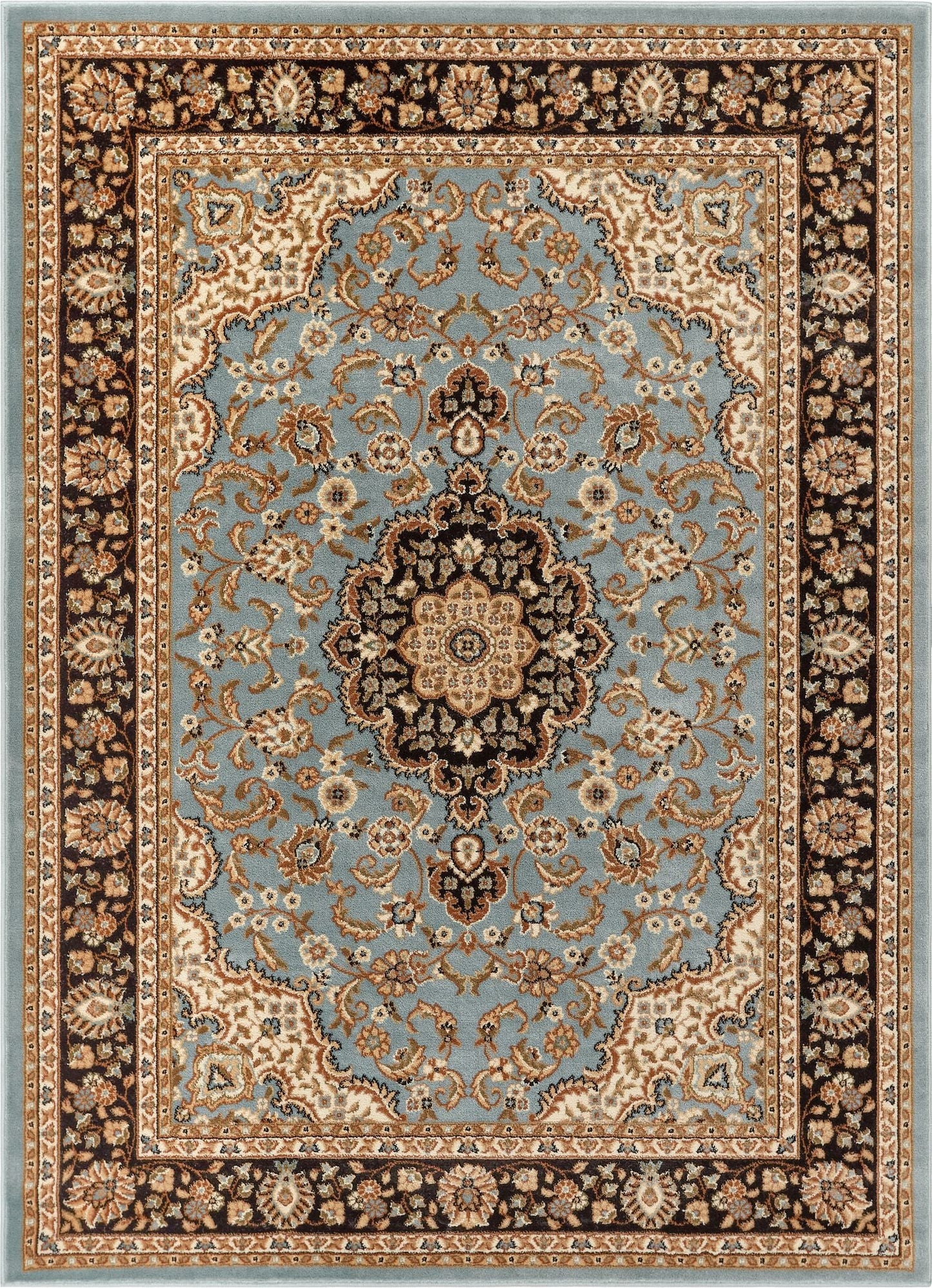 Medallion Kashan Light Blue Traditional Rug 54106