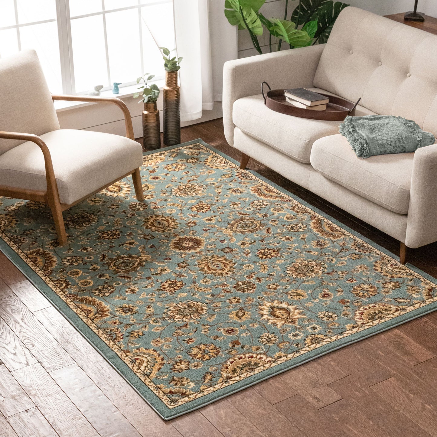 Bahia Traditional Oriental Persian Blue Rug 54504