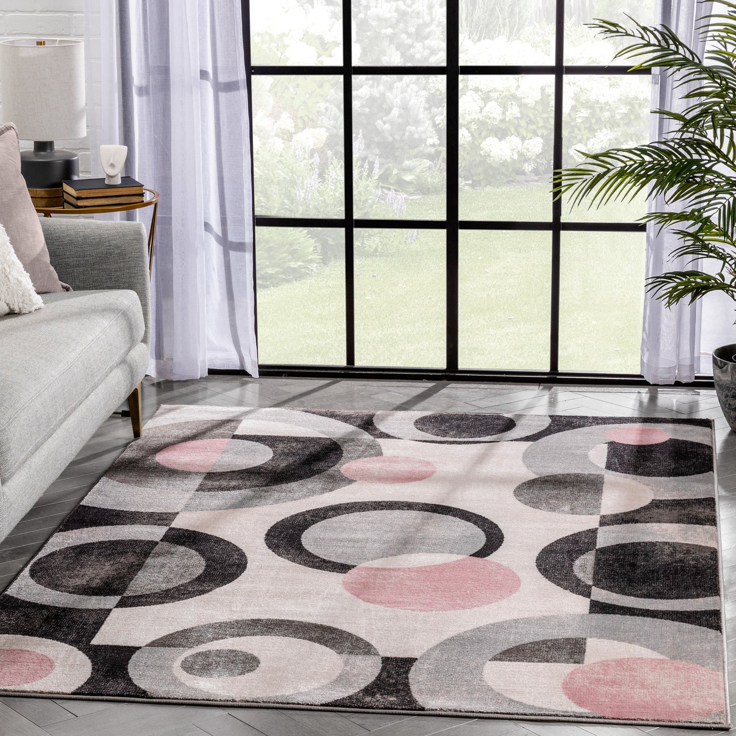 Avi Modern Geometric Grey Blush Rug 54519