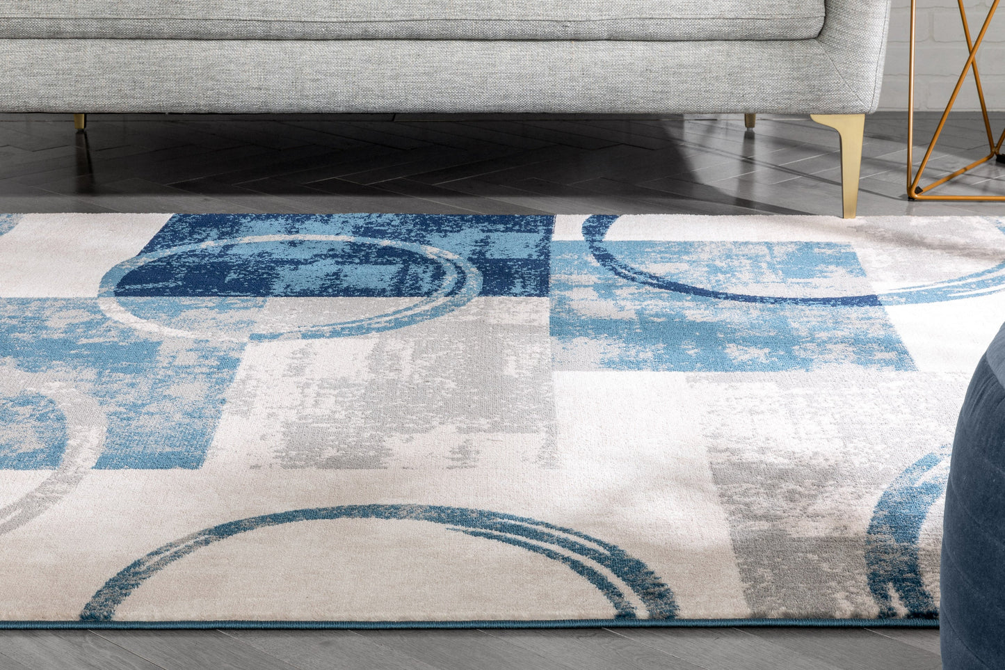 Shai Modern Geometric Grey Blue Rug 54524