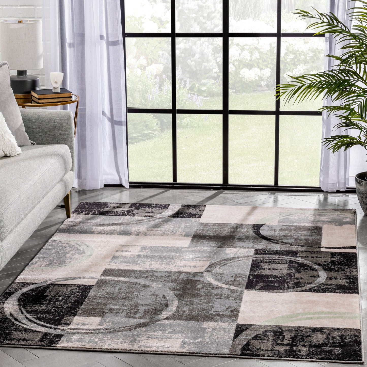 Shai Modern Geometric Grey Green Rug 54525