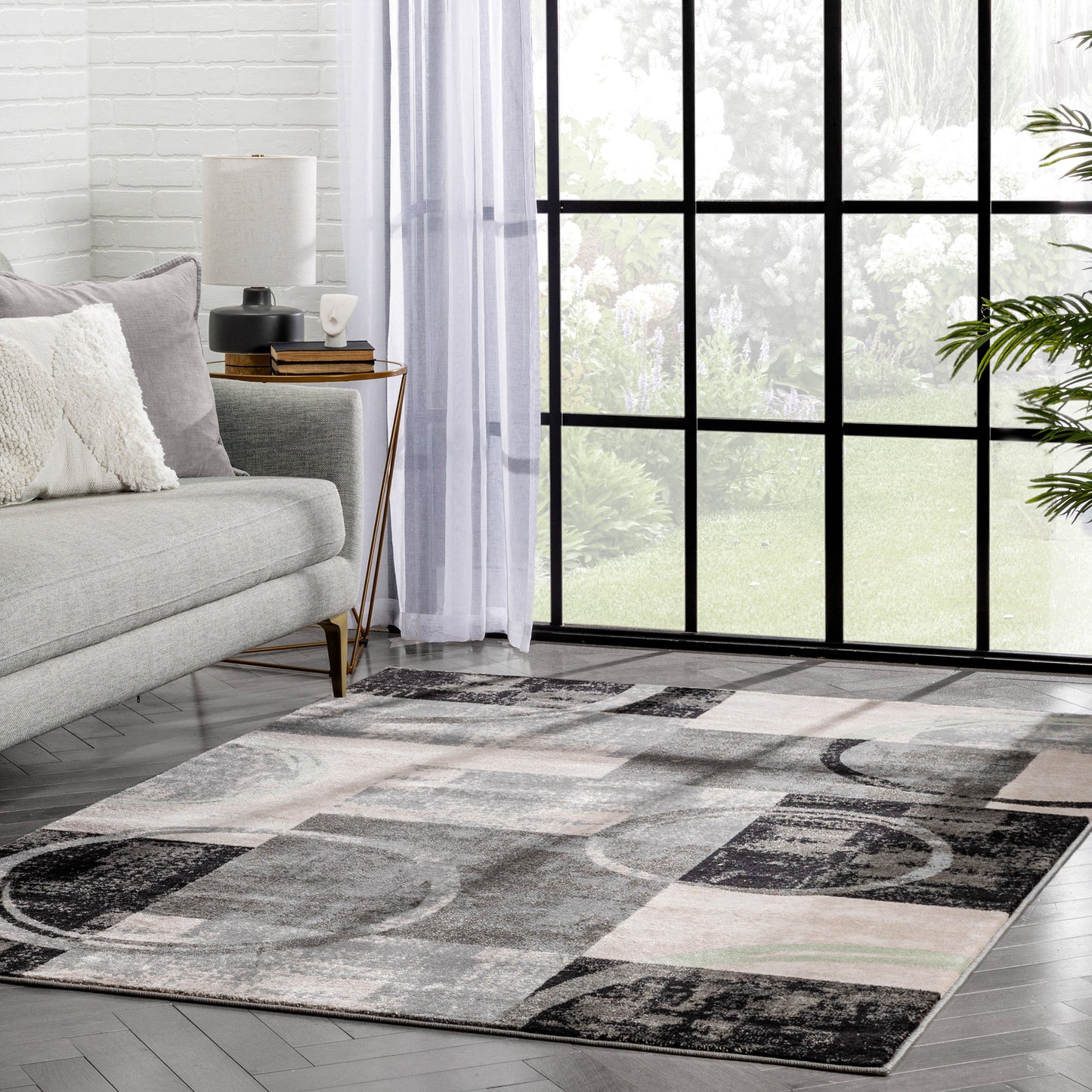 Shai Modern Geometric Grey Green Rug 54525
