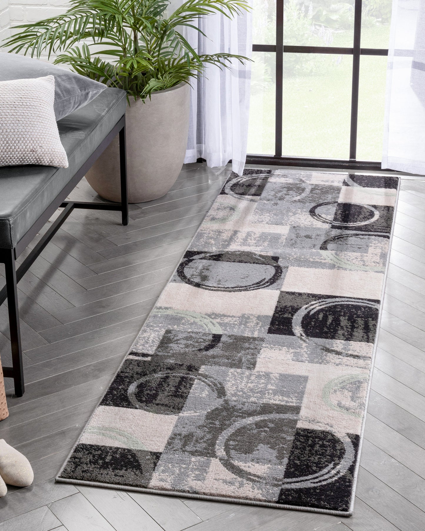 Shai Modern Geometric Grey Green Rug 54525