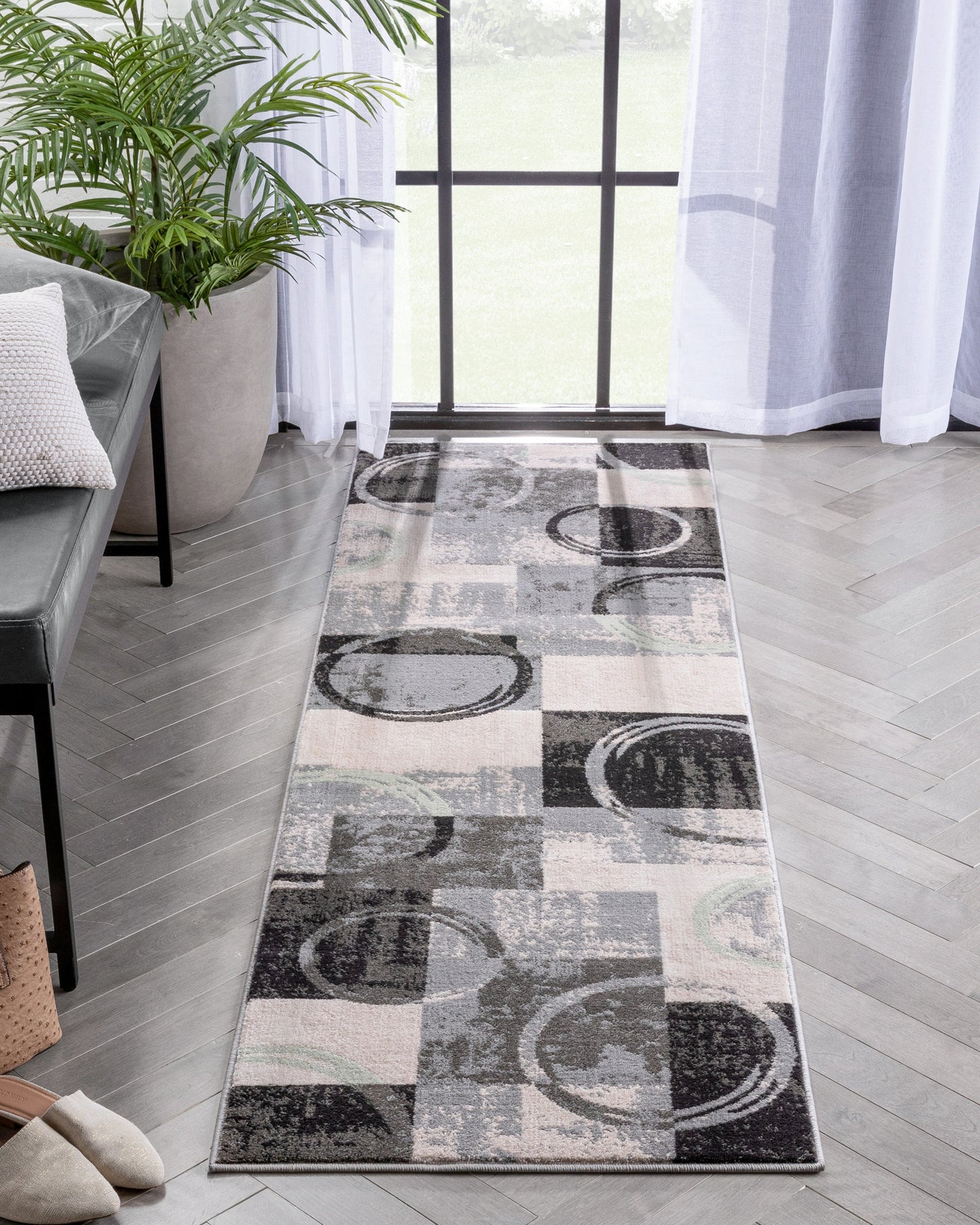 Shai Modern Geometric Grey Green Rug 54525