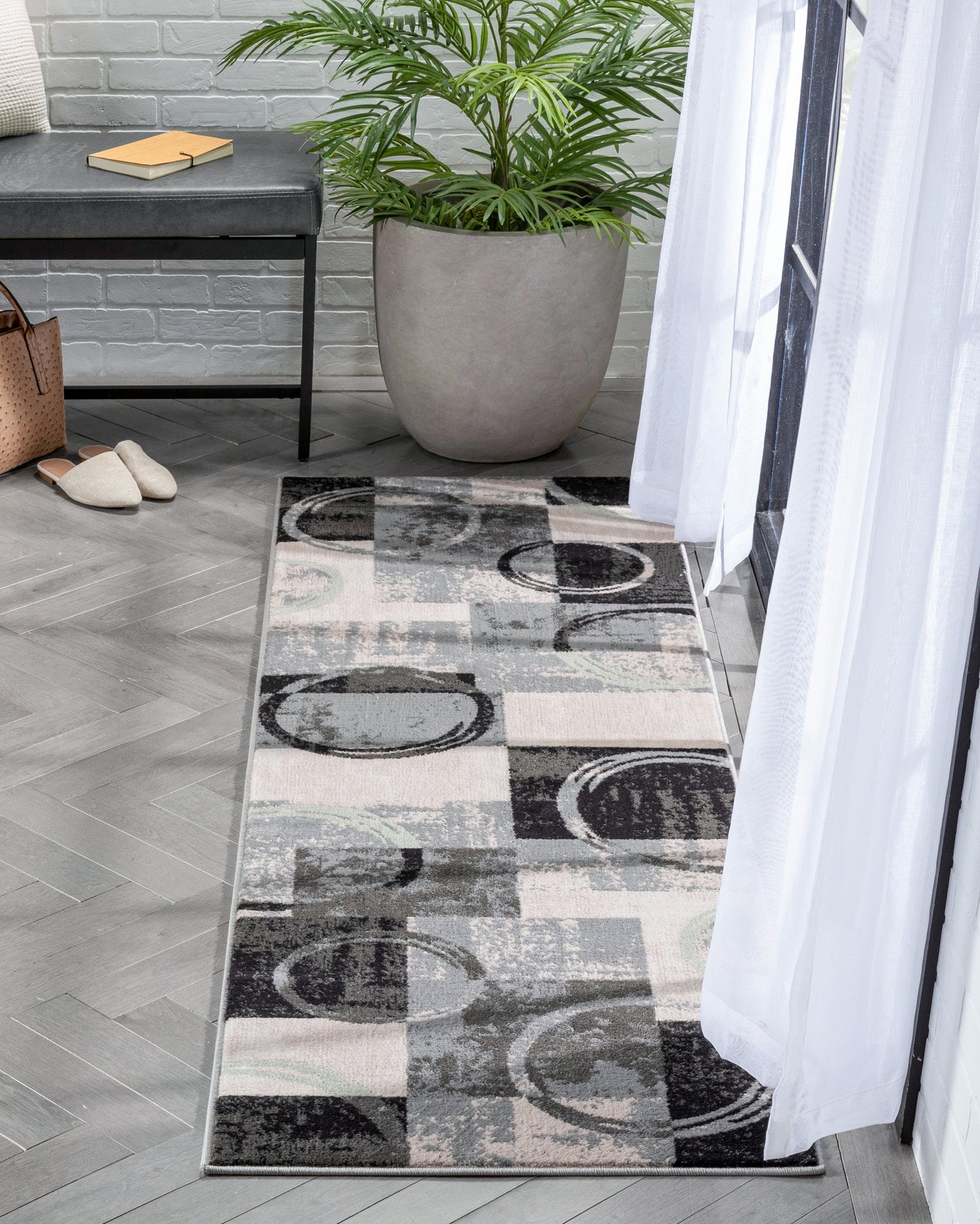 Shai Modern Geometric Grey Green Rug 54525