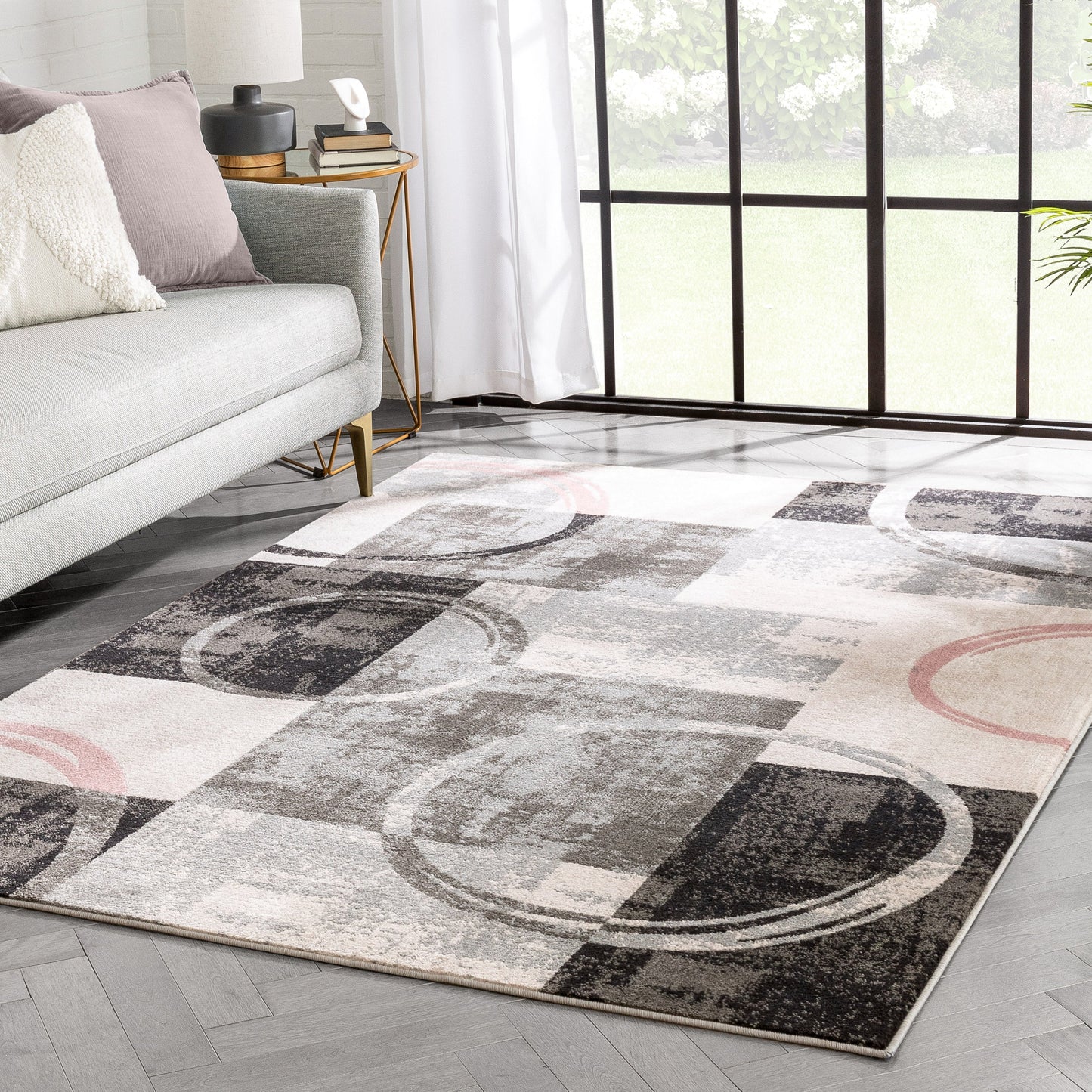 Shai Modern Geometric Grey Blush Rug 54529