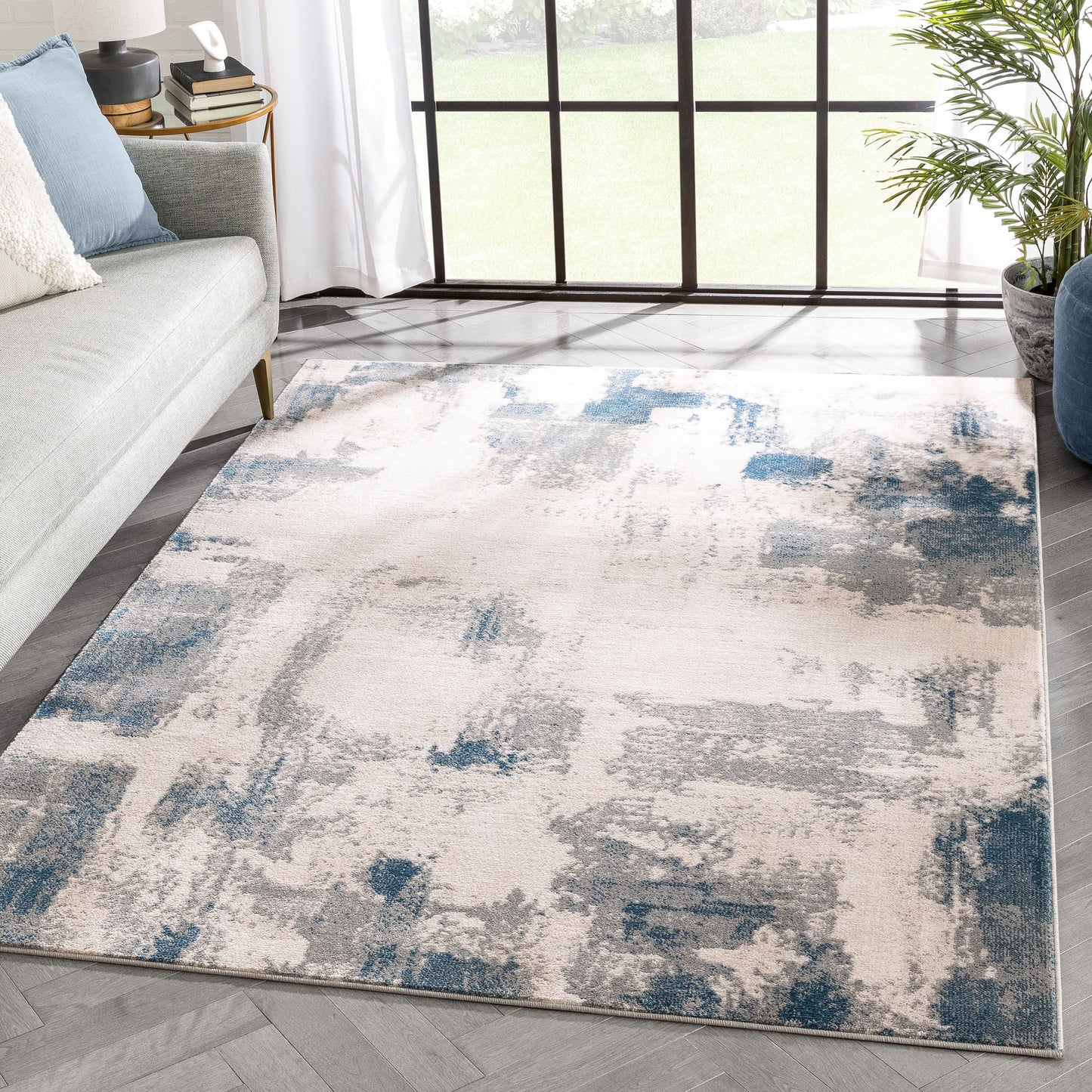 Kalia Modern Abstract Grey Blue Rug 54554