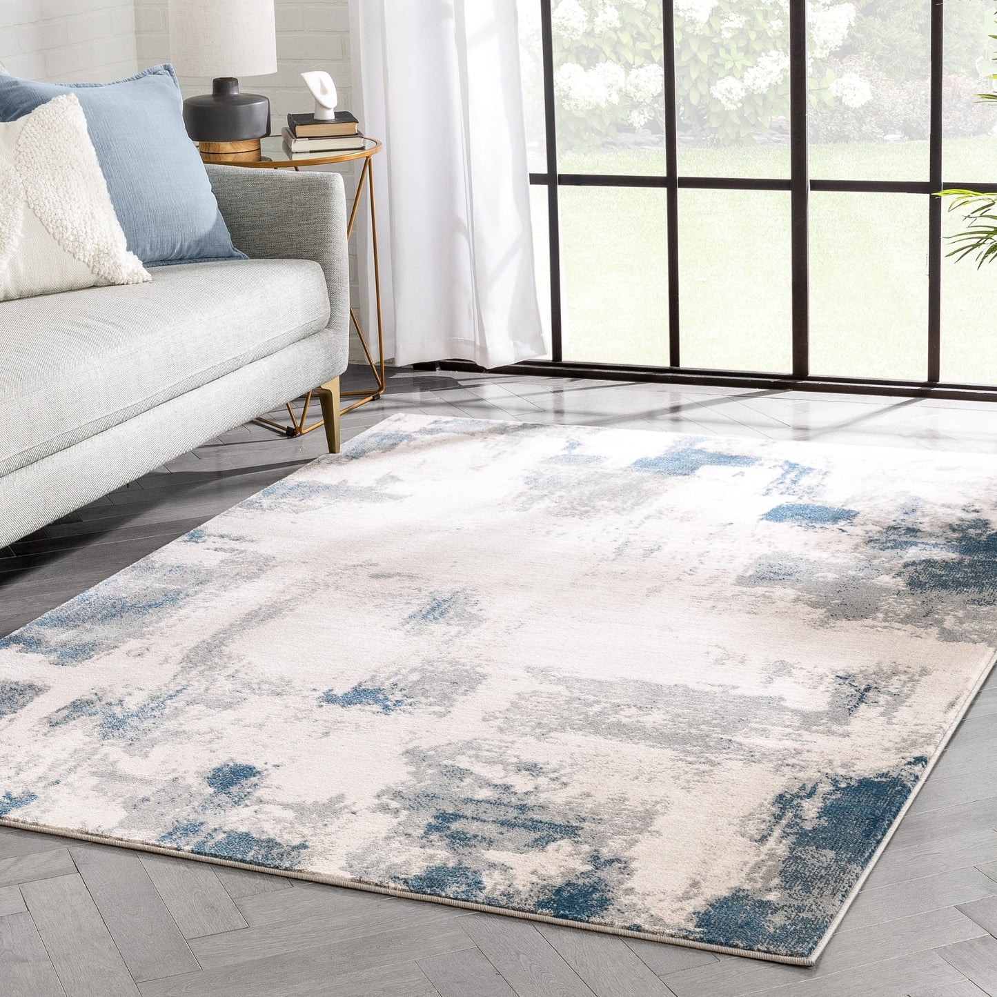 Kalia Modern Abstract Grey Blue Rug 54554