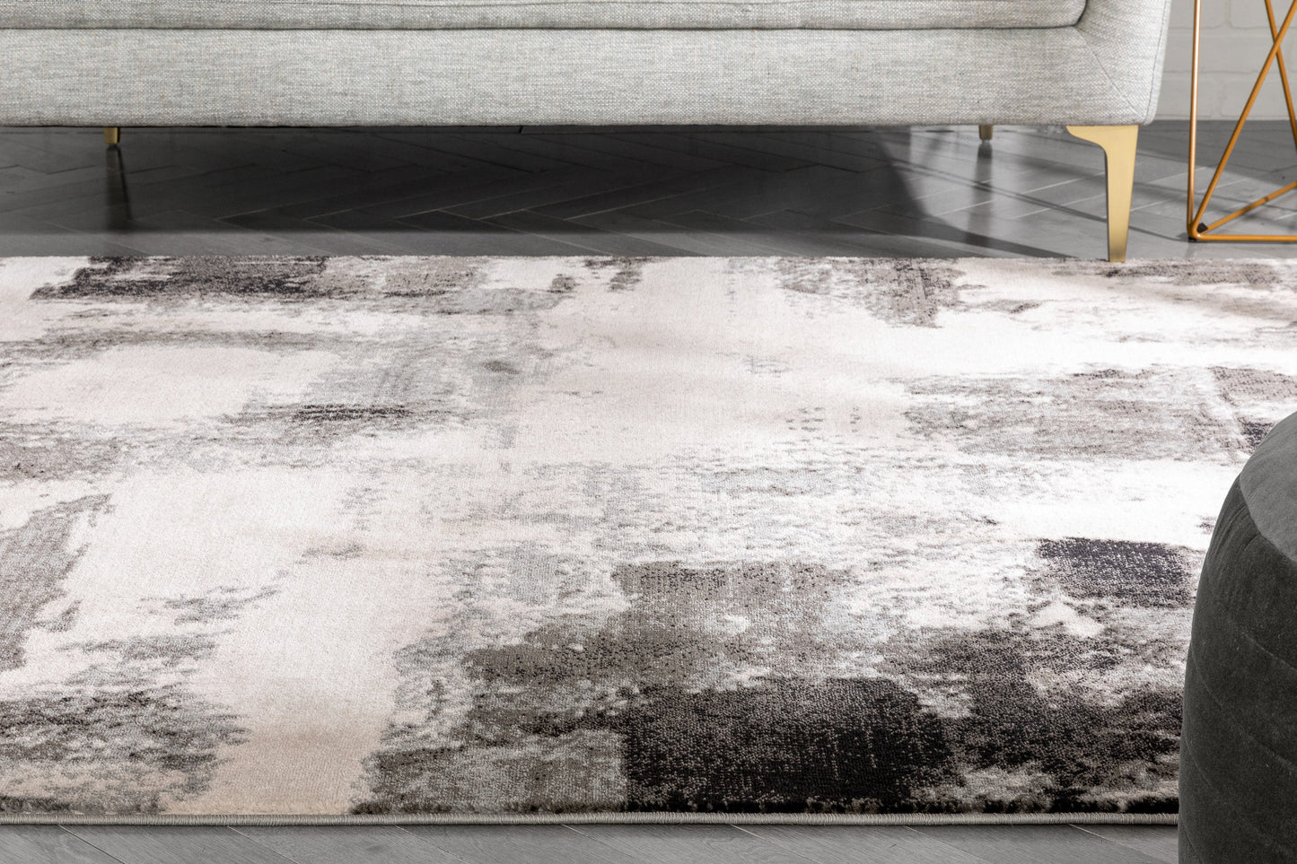 Kalia Modern Abstract Grey Black Rug 54557