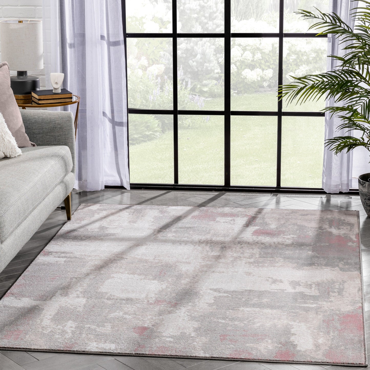 Kalia Modern Abstract Grey Blush Rug 54559