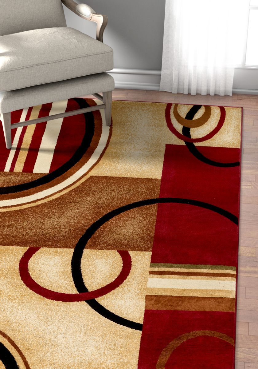 Arcs & Shapes Red Modern Rug 54780