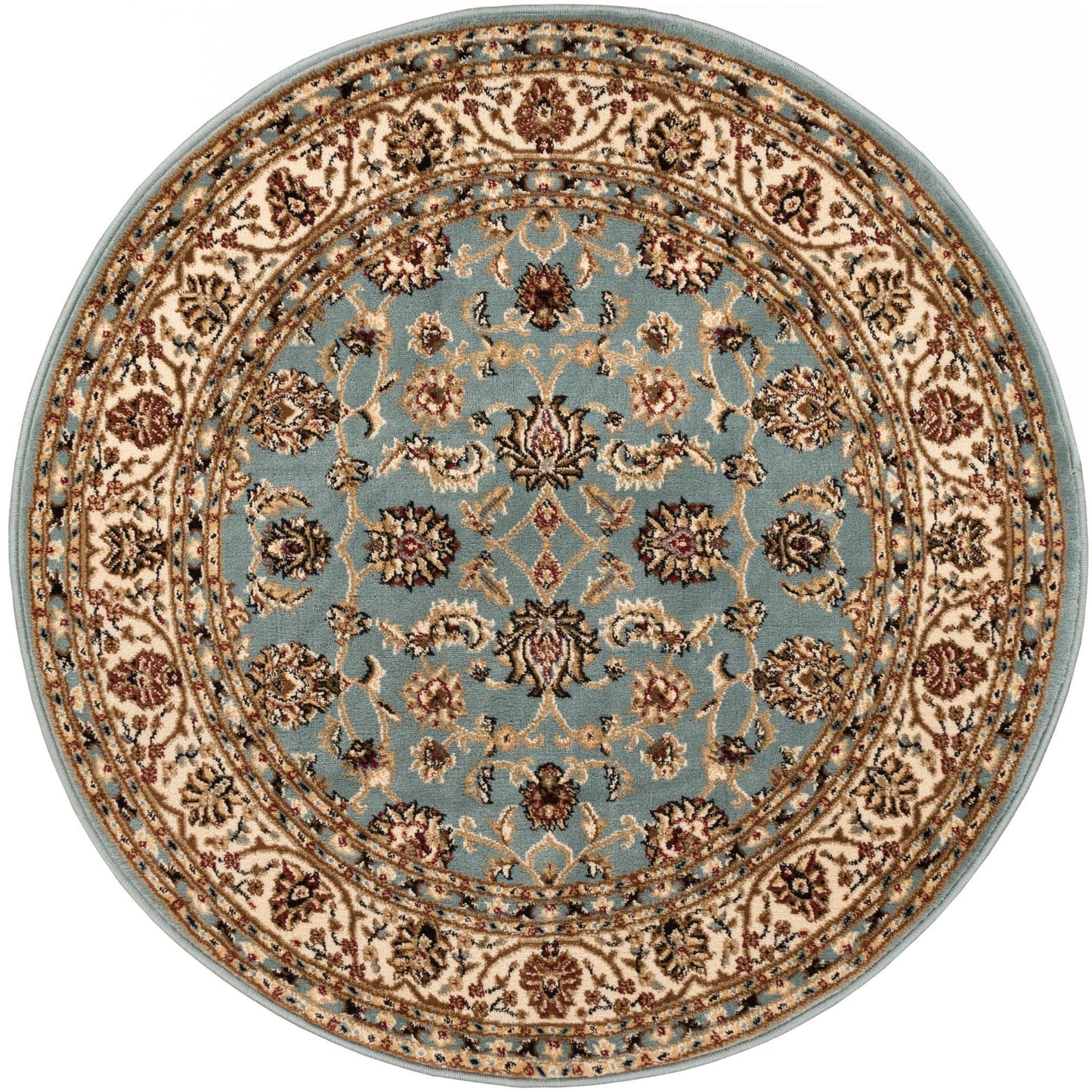 Sarouk Light Blue Traditional Round Rug