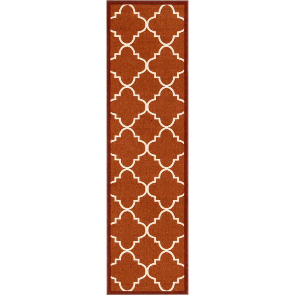 Brooklyn Trellis Red Modern Non Slip Washable Rug 6510