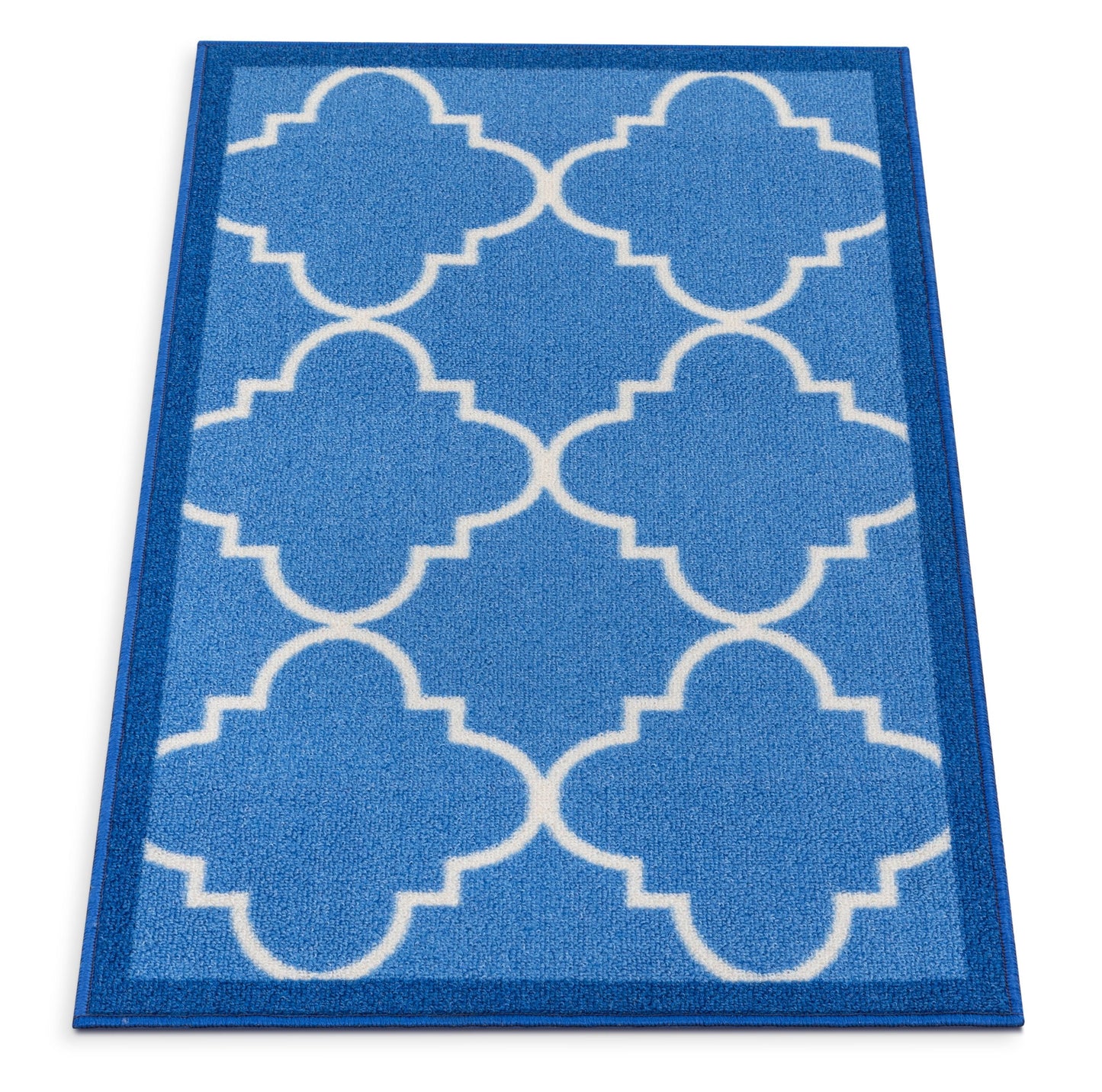 Brooklyn Trellis Blue Modern Non Slip Washable Rug 6516