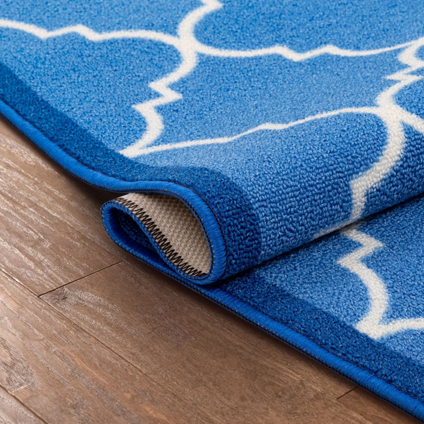 Brooklyn Trellis Blue Modern Non Slip Washable Rug 6516