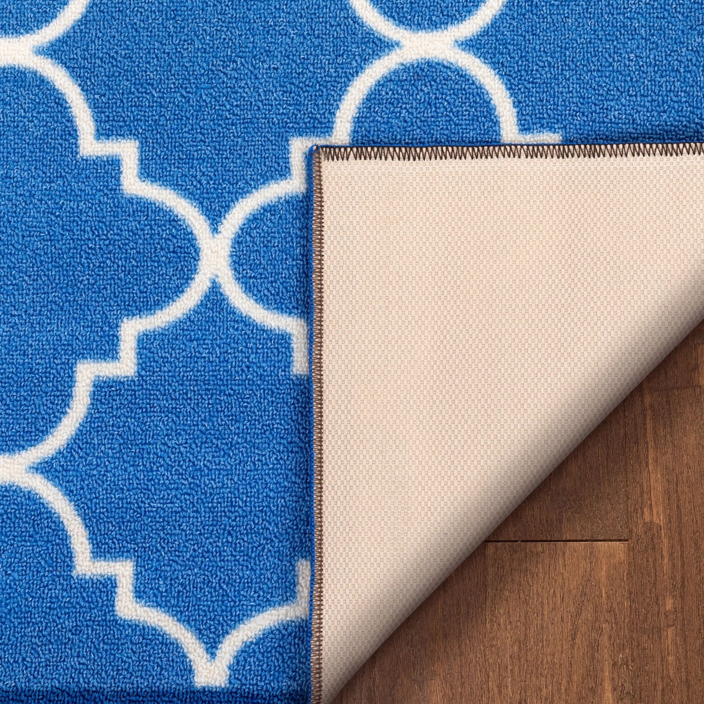 Brooklyn Trellis Blue Modern Non Slip Washable Rug 6516