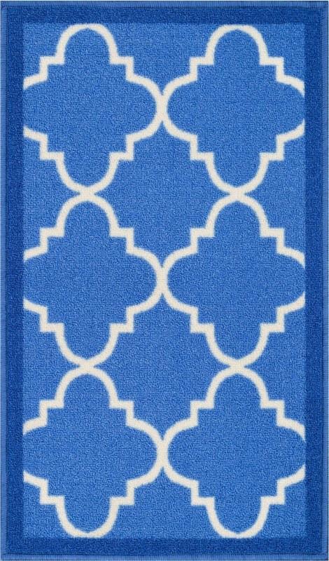 Brooklyn Trellis Blue Modern Non Slip Washable Rug 6516