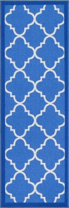 Brooklyn Trellis Blue Modern Non Slip Washable Rug 6516