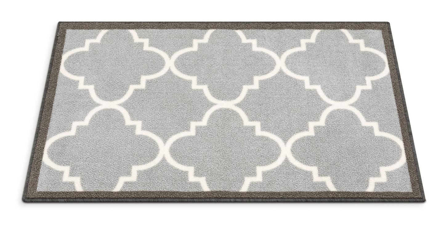 Brooklyn Trellis Grey Modern Non Slip Washable Rug 6518