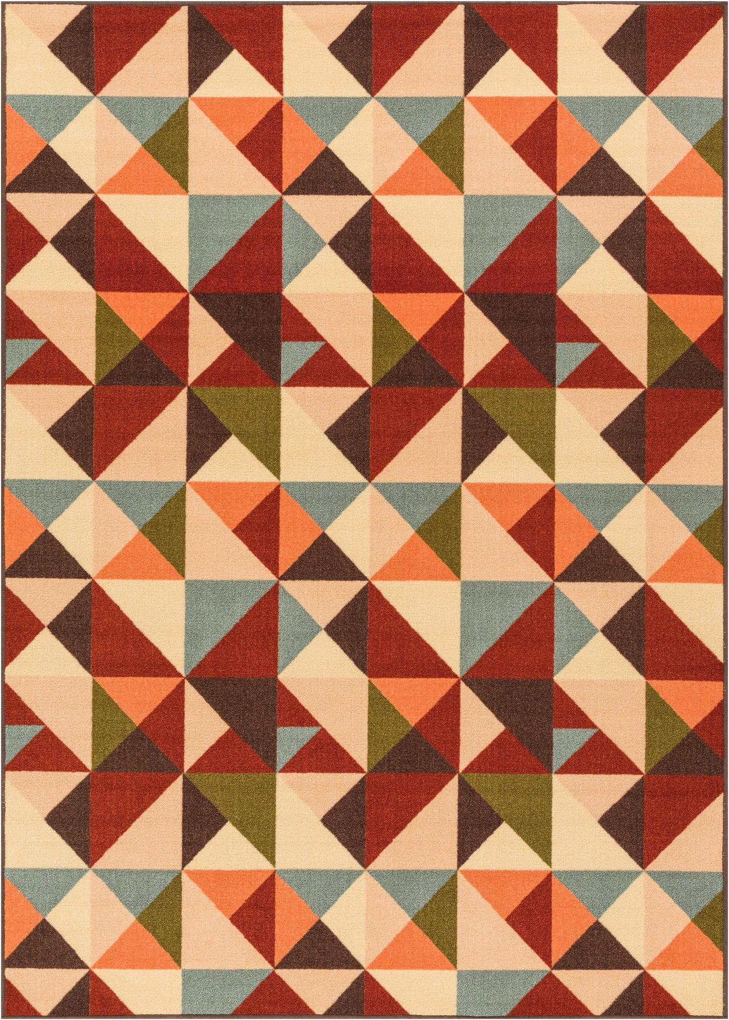 Vector Red Geometric Non Slip Washable Rug 6660