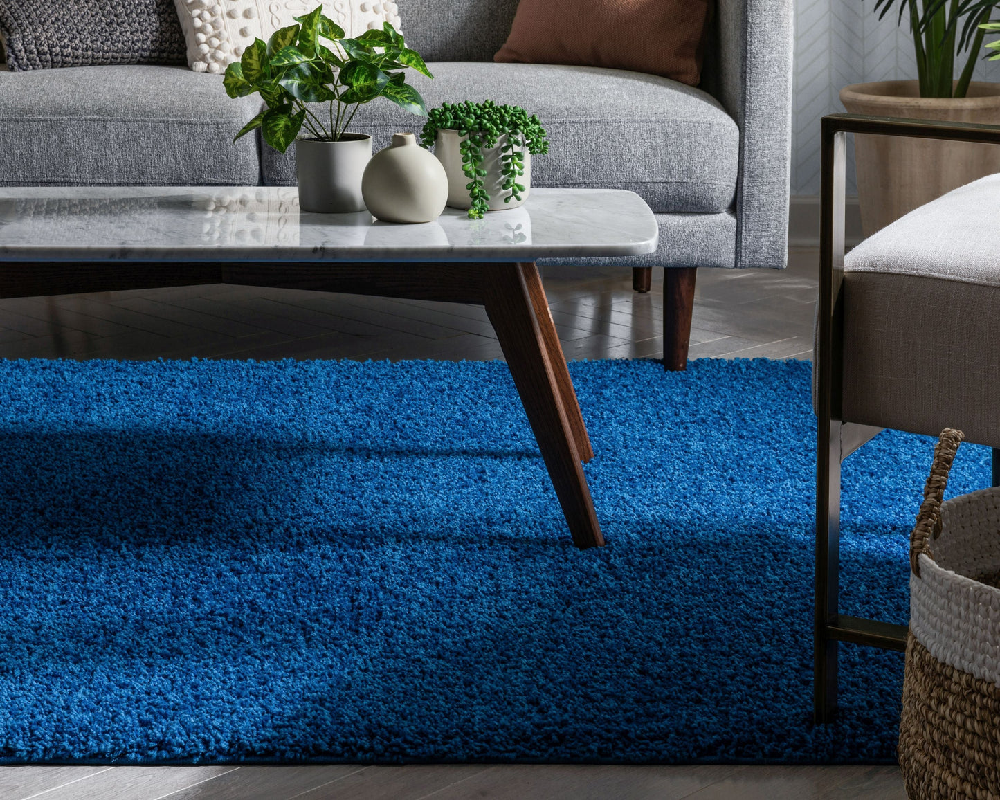 Plain Dark Blue Modern Solid Rug 7044